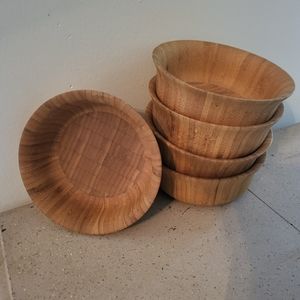 Vintage Parquet Weave Woven WoodenBowls Decorative Round